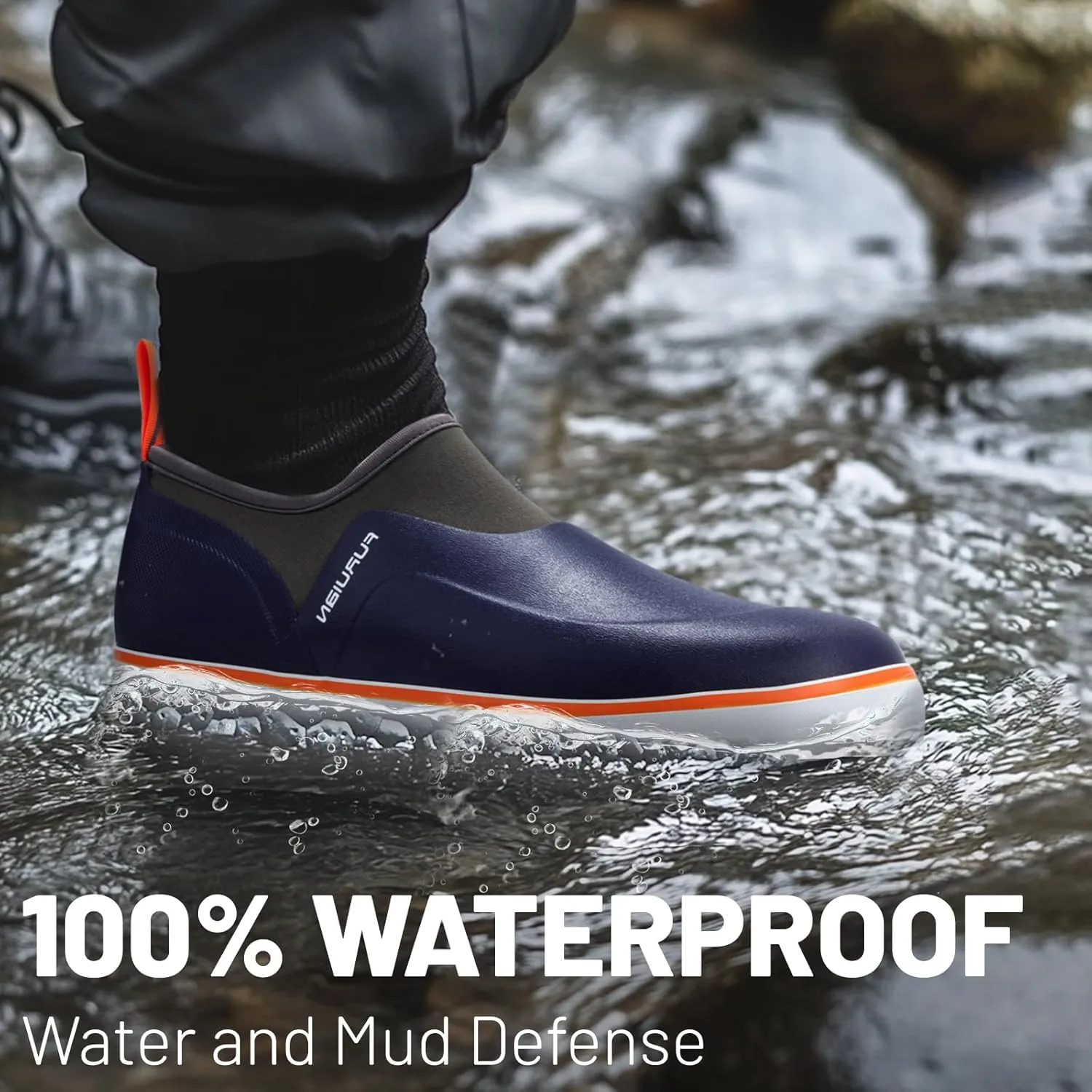 Furuian Deck Shoes Men's Short Rain Boots Waterproof Shoes Rubber Deck Boots Lightweight Fishing Rain Shoes Non-slip Fishing Boots for Gardening Outdoor Mud Walking