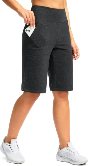 G Gradual Women's Bermuda Shorts 12" Knee Length with Pockets High Waisted Stretch Long Shorts for Women Casual Walking