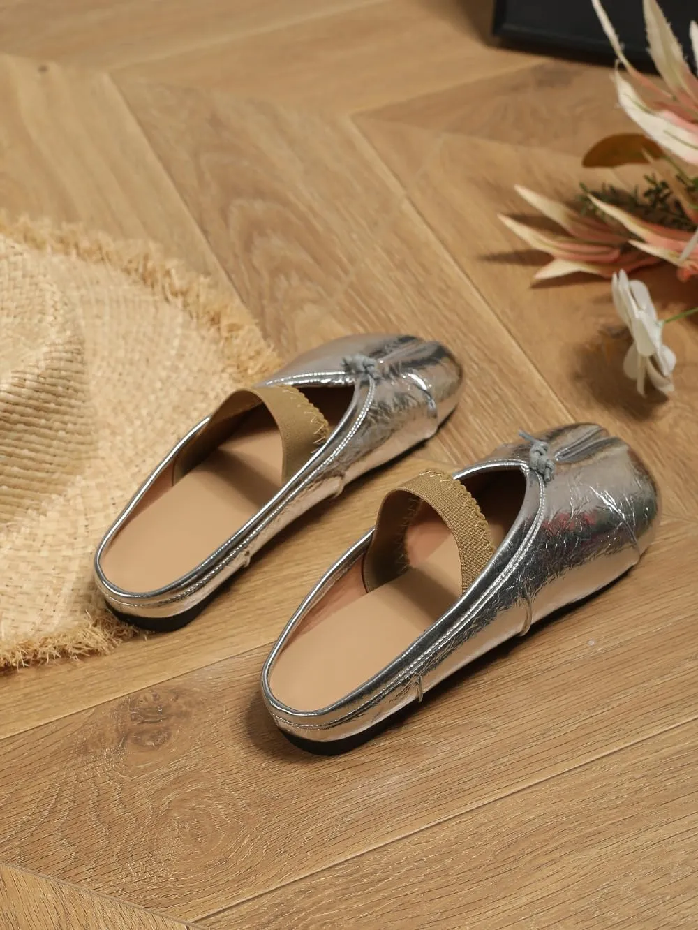 Geerta Tabi Shoes Split Toes Mules Women Cute Y2K Retro Trendy Non Slip Backless Slip on Wide Round Toes Dress Slippers Comfort Wear Shoes House Indoor Outdoor Vacation