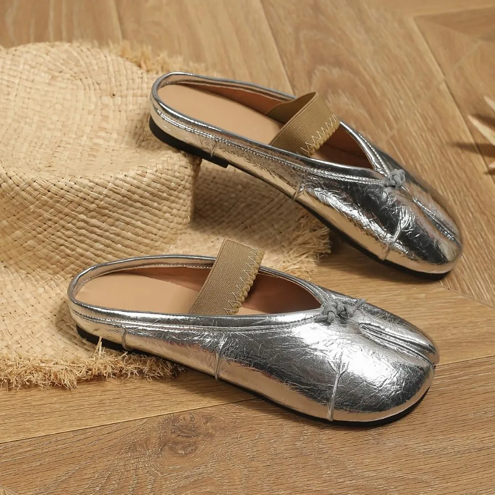 Geerta Tabi Shoes Split Toes Mules Women Cute Y2K Retro Trendy Non Slip Backless Slip on Wide Round Toes Dress Slippers Comfort Wear Shoes House Indoor Outdoor Vacation