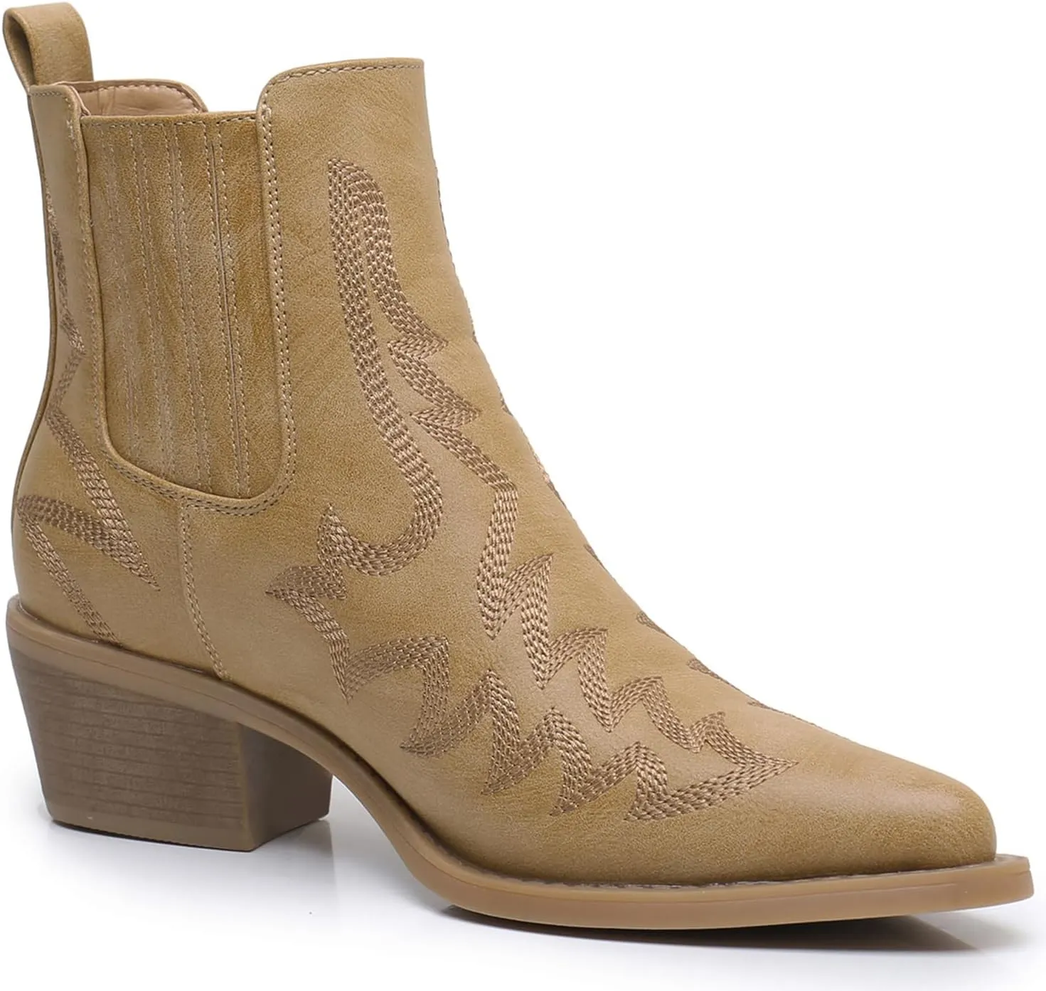 GLOBALWIN Cowboy Boots For Women Pointed Toe Pull On Chelsea Ankle Booties The Western Cowgirl Boots