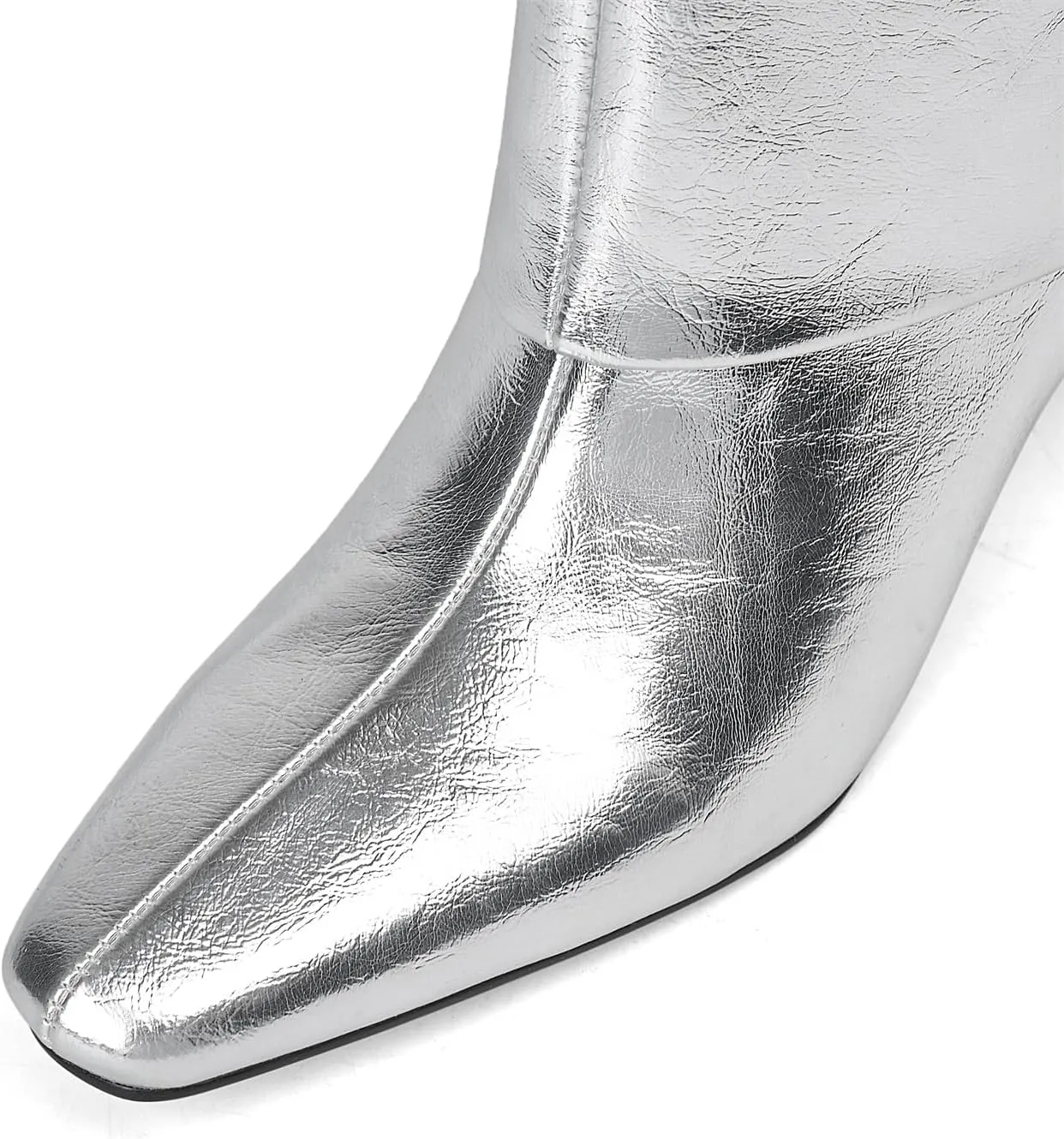 Goolita Women's Stiletto Heel Knee High Boots Square Toe Slip On Fold Over Boots For Women Leather Comfortable Dress Tall Boots