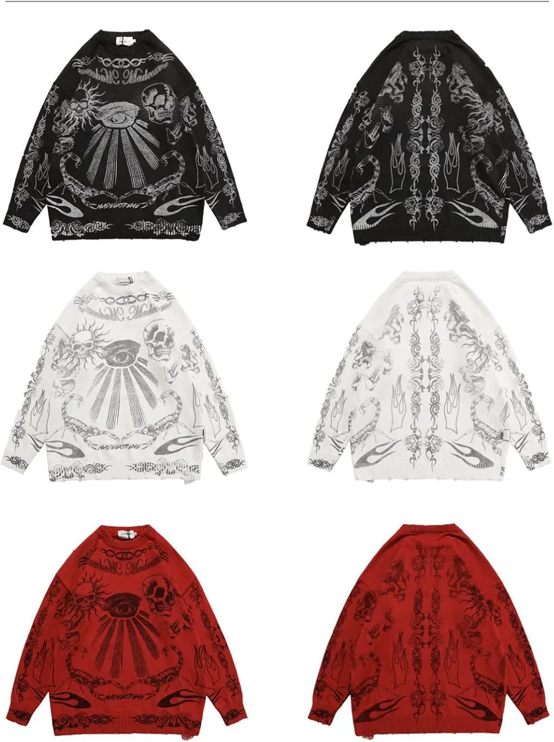 Gothic Dark Harajuku Sweater - Sportswear Casual Trend Head Print Thermal Street Hip Hop