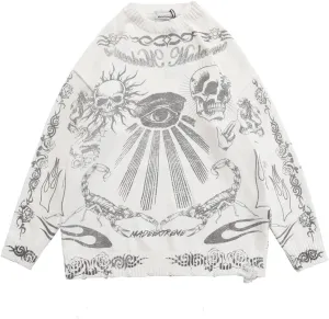 Gothic Dark Harajuku Sweater - Sportswear Casual Trend Head Print Thermal Street Hip Hop