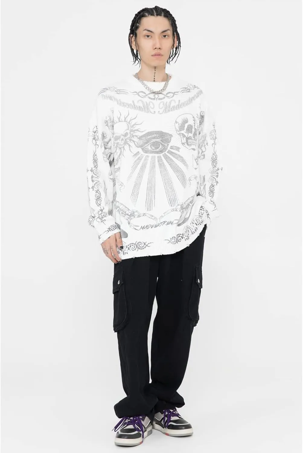 Gothic Dark Harajuku Sweater - Sportswear Casual Trend Head Print Thermal Street Hip Hop