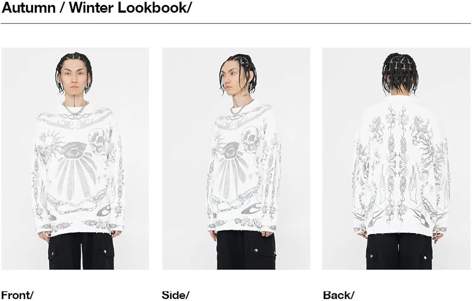Gothic Dark Harajuku Sweater - Sportswear Casual Trend Head Print Thermal Street Hip Hop