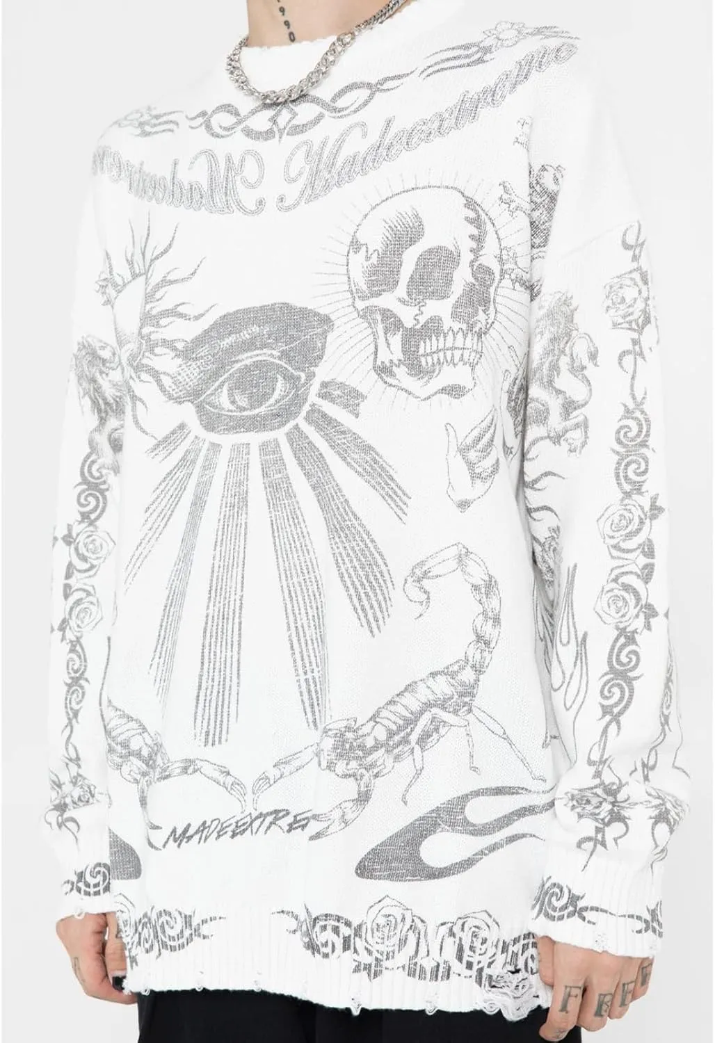 Gothic Dark Harajuku Sweater - Sportswear Casual Trend Head Print Thermal Street Hip Hop