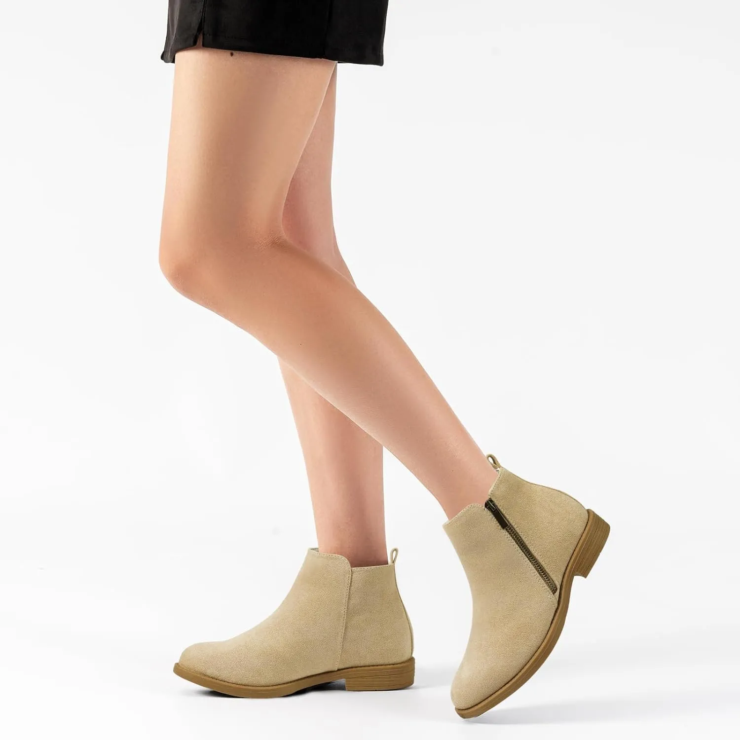 Harvest Land Women's Ankle Boots Flat Faux Suede Fashion Short Booties with Side Zipper