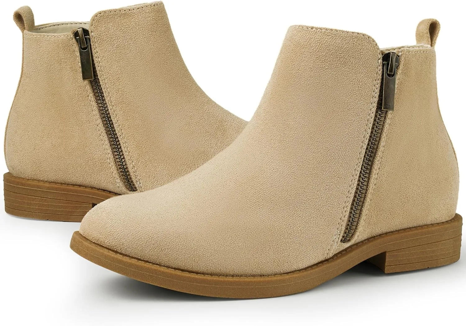 Harvest Land Women's Ankle Boots Flat Faux Suede Fashion Short Booties with Side Zipper