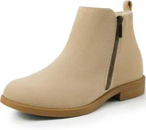 Harvest Land Women's Ankle Boots Flat Faux Suede Fashion Short Booties with Side Zipper