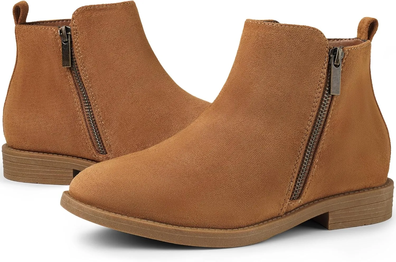 Harvest Land Women's Ankle Boots Flat Faux Suede Fashion Short Booties with Side Zipper
