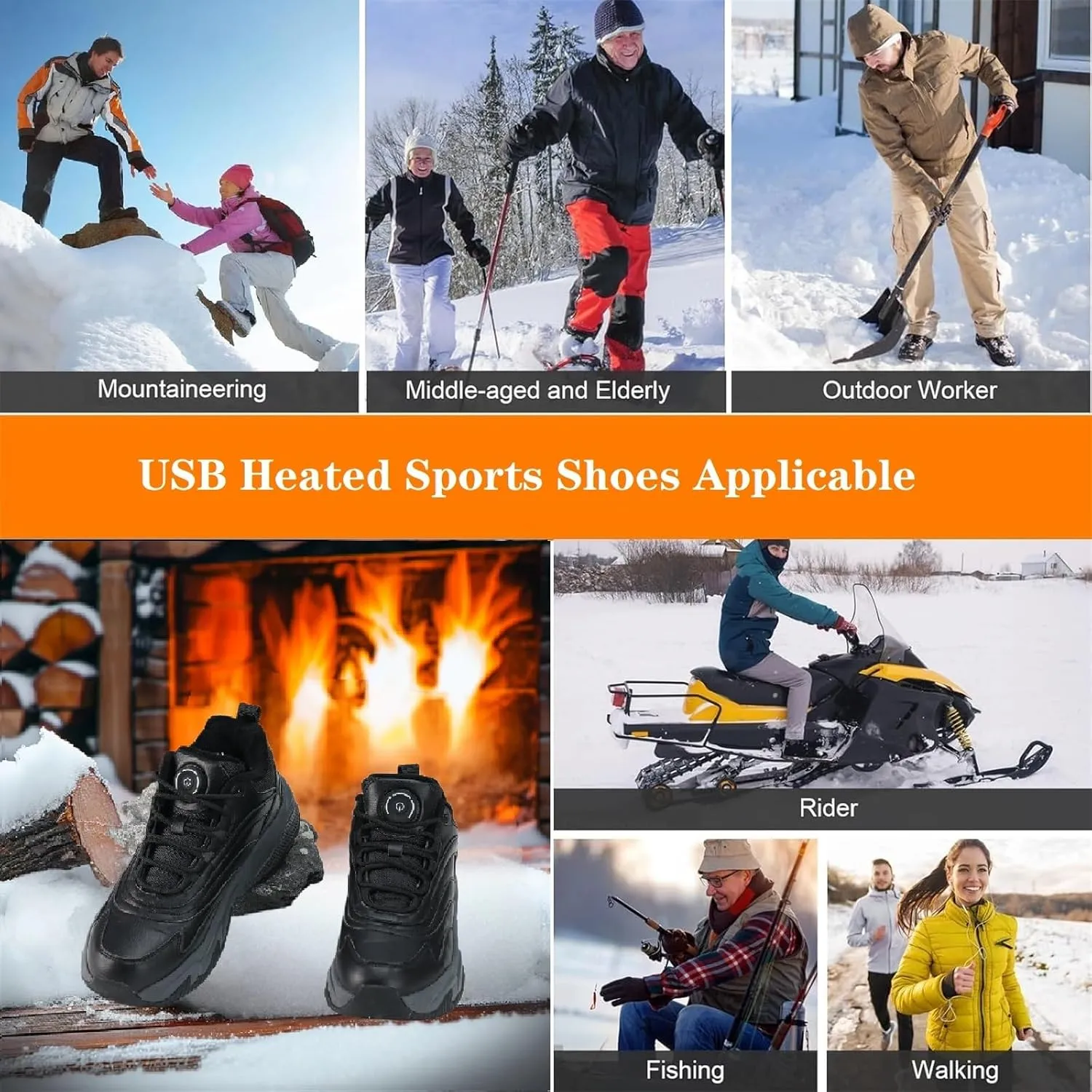 Heated Boots for Men Women Winter Waterproof Warm Snow Boots Rechargeable Electric Heating Boots Foot Warmers