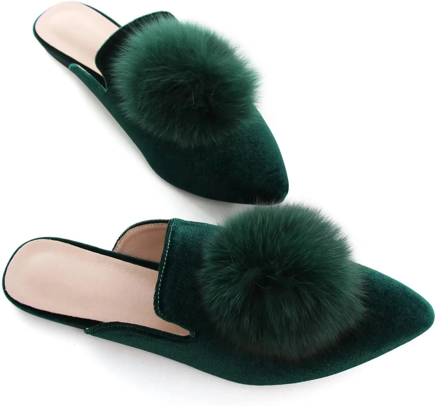 Hee grand Women's Mules Bowknot Suede Comfortable Slip On Flats Closed Pointed Toe Backless Loafers Mules for Women