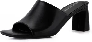 Heeled Sandals for Women Square Open Toe Heeled Mules Chunky Block High Heel Slip On Slides