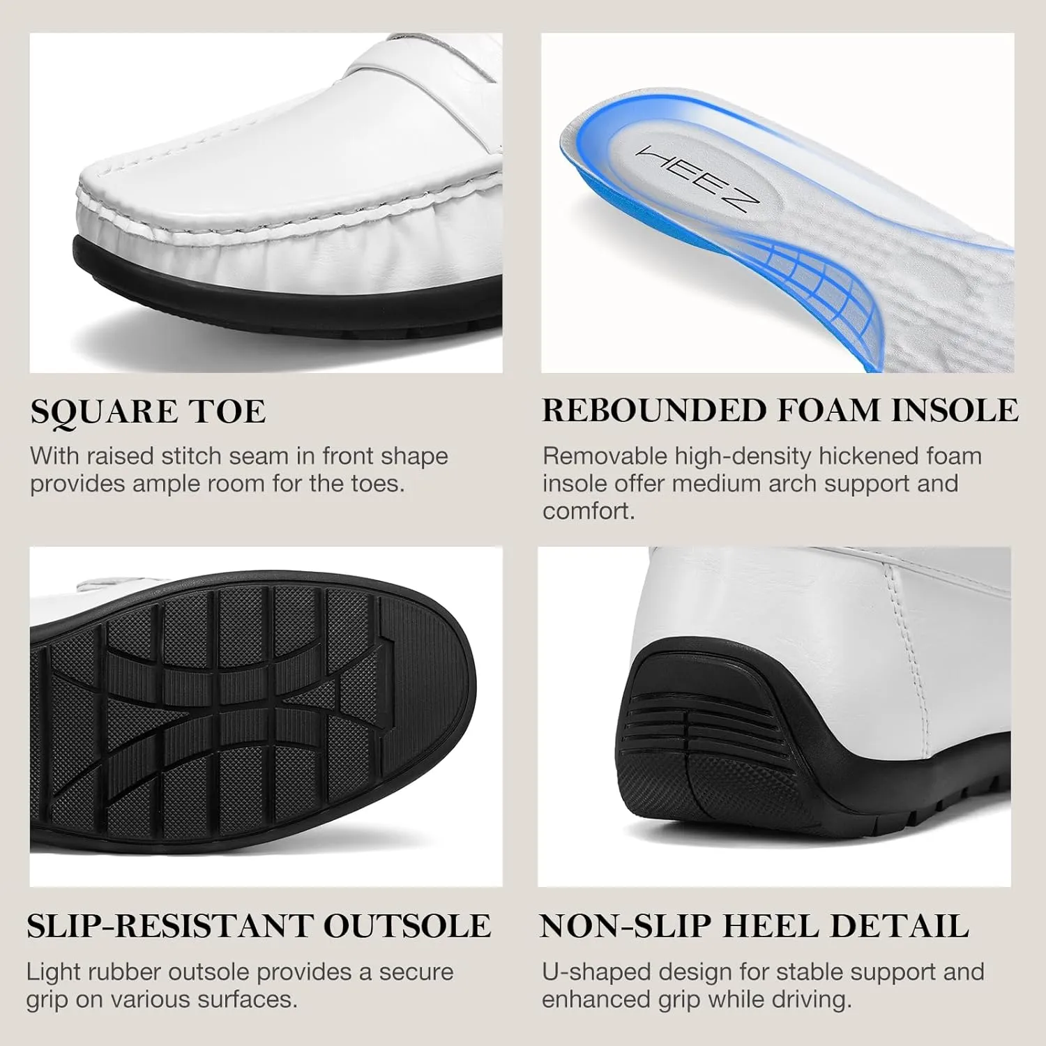 HEEZ Men's Loafers Slip On Dress Shoes Penny Loafers Leather Casual Driving Boat Shoes for Men