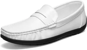 HEEZ Men's Loafers Slip On Dress Shoes Penny Loafers Leather Casual Driving Boat Shoes for Men