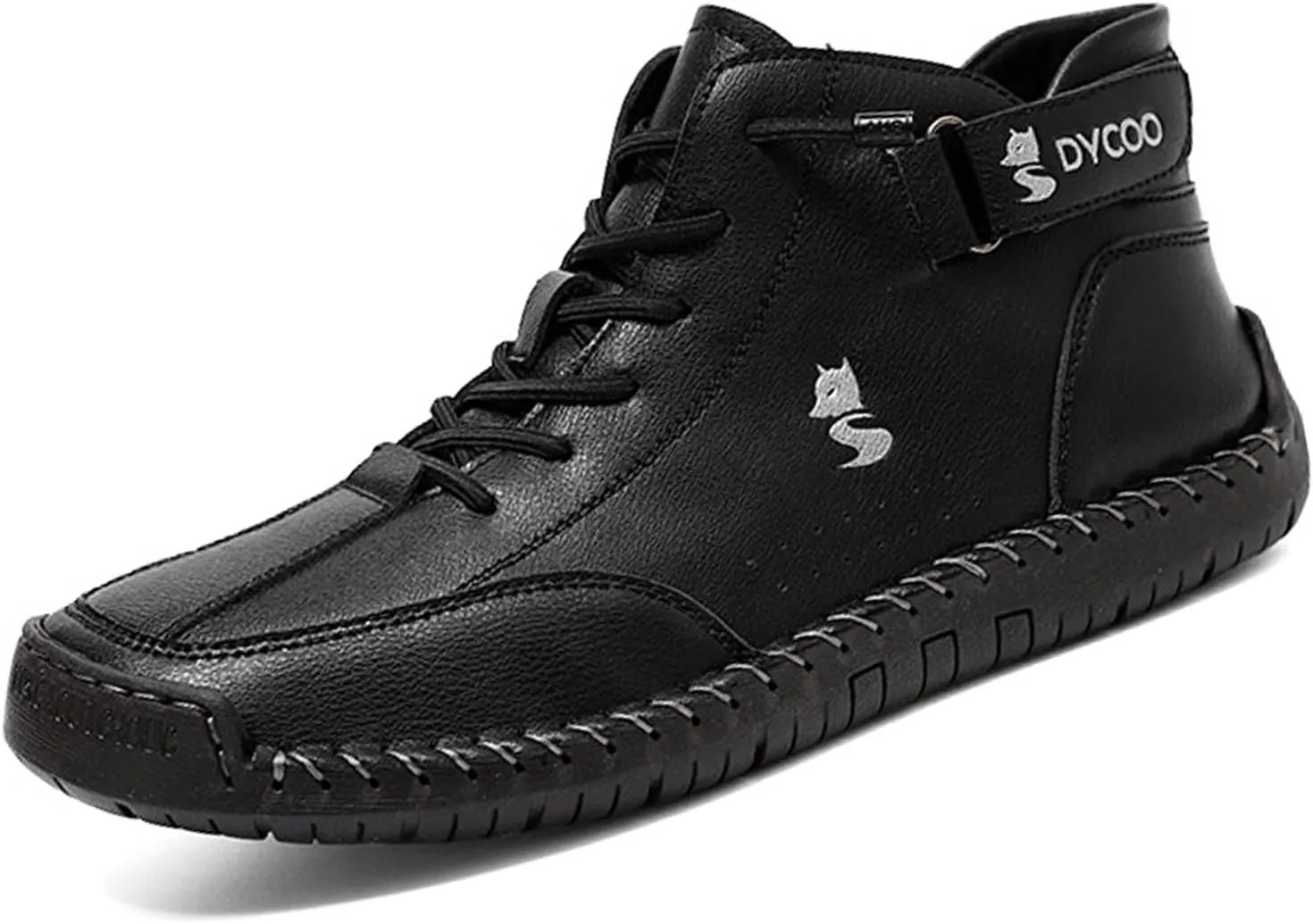 Helenbra Men's Suede Italian Handmade High Top Chukka Boots,Comfortable Hook & Loop Slip-on Lace up Outdoor Non-Slip Soft Sole Booties Casual Flat Sneakers for Hiking Camping & Driving
