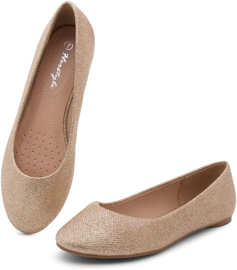 Herstyle Ever Memory Women's Ballet Flats Dressy Flat Shoes Almond Toe Ballerina Comfortable Slip-On Casual Flats for Daily Wear Work Office and Party