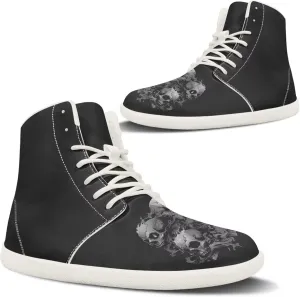 High Top Sneakers for Women Canvas Shoes Comfortable Flat Sneakers Casual Lace Up PU Leather White Sole