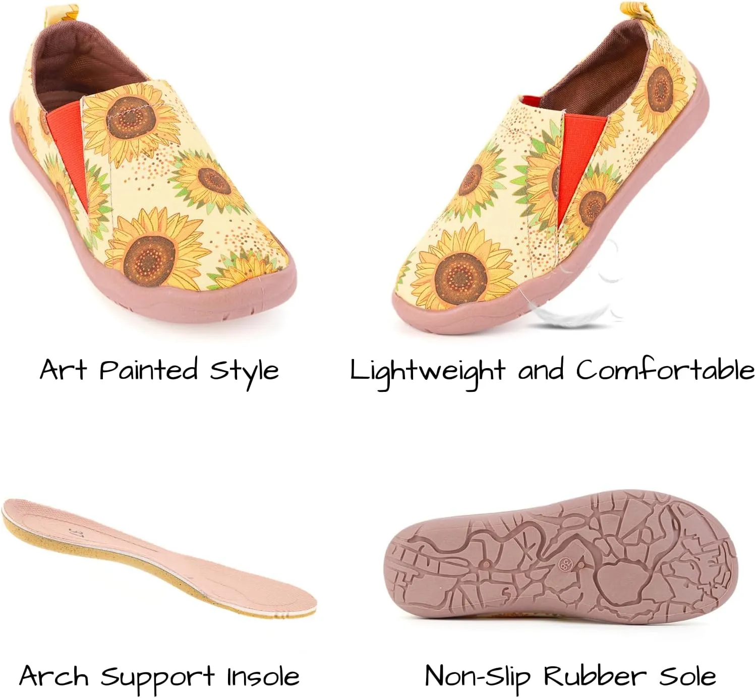 HiGropcore Women's Art Painted Casual Loafers Slip On Canvas Walking Shoes Comfortable Lightweight Ladies Travel Shoes