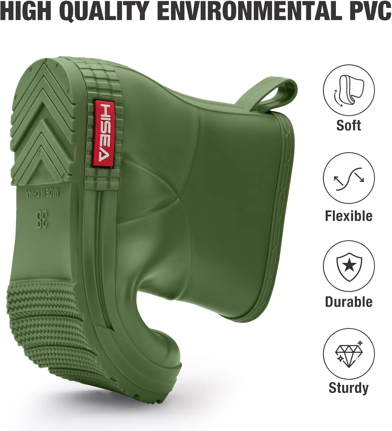 HISEA Women's Short Chelsea Boots Ankle Rubber Rain Boots for Garden Waterproof
