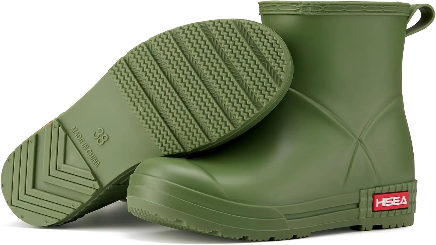 HISEA Women's Short Chelsea Boots Ankle Rubber Rain Boots for Garden Waterproof