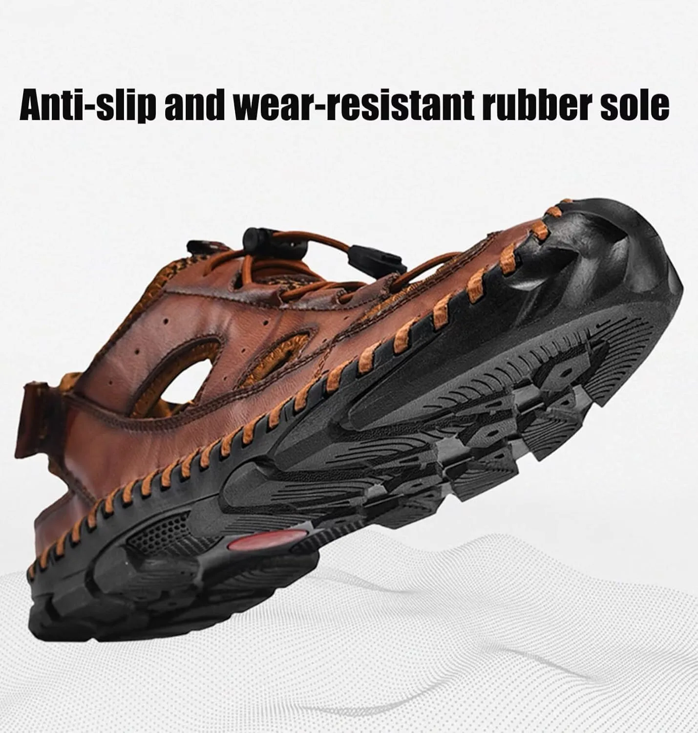 HNVAVQ Mens Leather Closed Toe Fisherman Shoes Outdoor Walking Sandals Casual Beach Summer Shoes