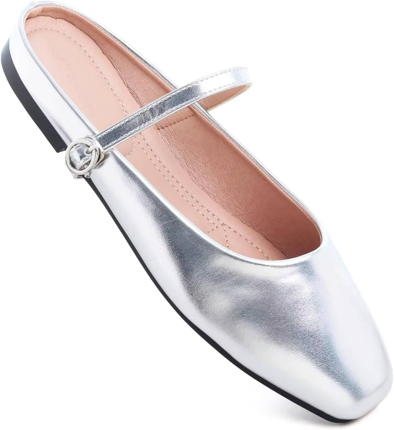 HuangTaiJi Qing Women's Closed Square Toe Backless Low Heeled Mule Slippers Casual Loafers Slip on Flat Shoes