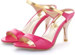 HuangTaiJi Qing Women's Sexy Slingbacks Heeled Sandals Fashion Summer Pumps Open Toe Thin Heels Slip-on Mules Double Band Pumps