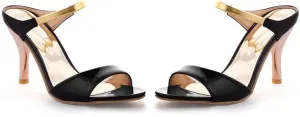 HuangTaiJi Qing Women's Sexy Slingbacks Heeled Sandals Fashion Summer Pumps Open Toe Thin Heels Slip-on Mules Double Band Pumps