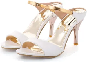 HuangTaiJi Qing Women's Sexy Slingbacks Heeled Sandals Fashion Summer Pumps Open Toe Thin Heels Slip-on Mules Double Band Pumps