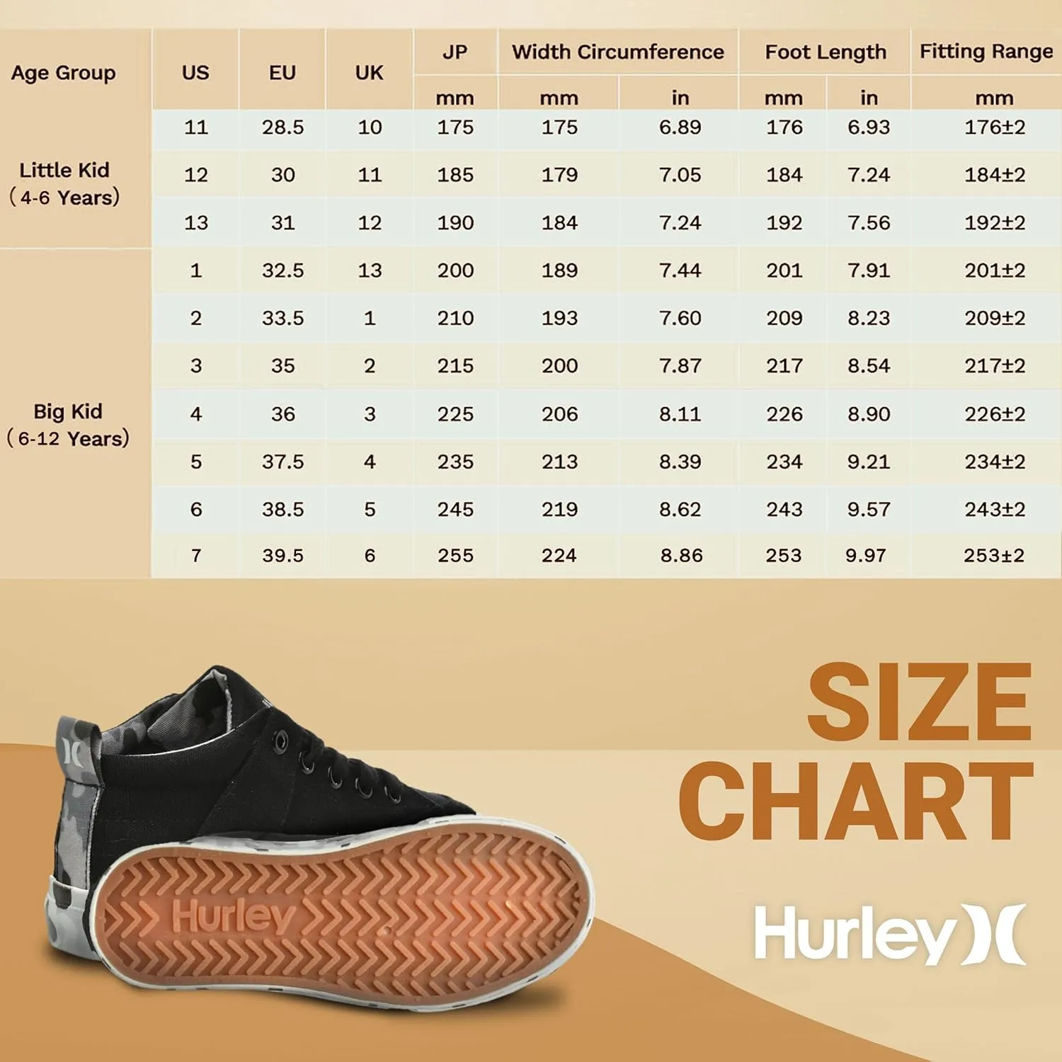 Hurley Roddy Kids High Top Skateboard Sneakers, Sports Shoes for Boys and Girls