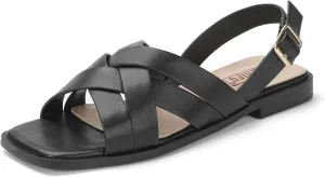IDIFU Strappy Flat Sandals for Women Square Open Toe Summer Beach Dressy Dress Ladies Comfortable Cute Comfy Trendy Casual Buckle Slingback Sandals with Back Strap