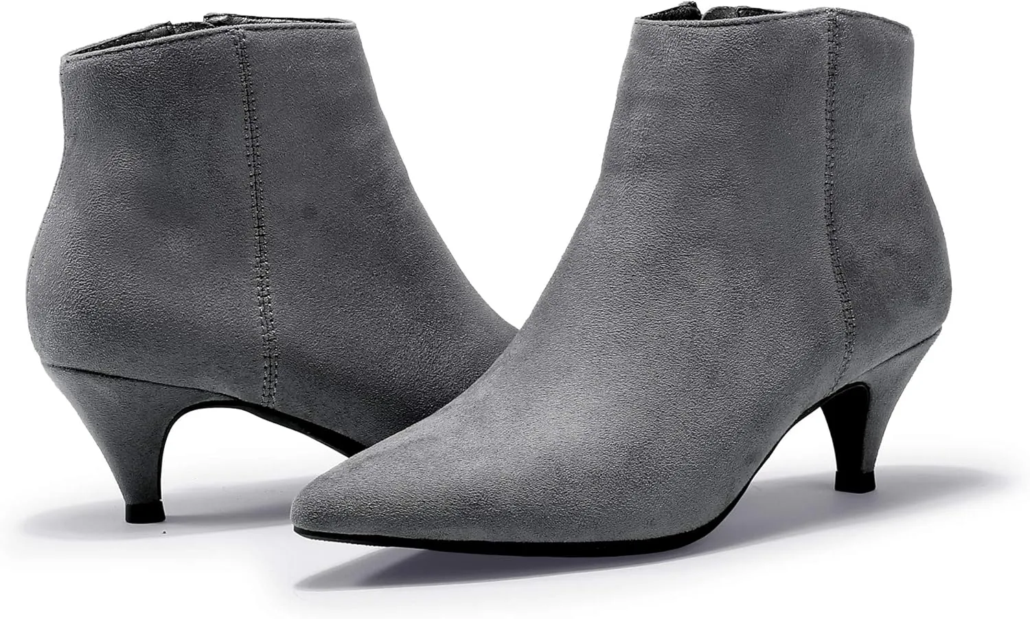 IDIFU Women Booties Low Kitten Heel Ankle Boots Pointed Toe Short Boots Dress Sexy Shoes