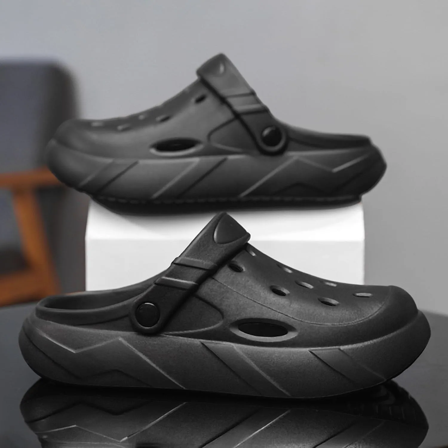 ihinzry Men's Women's Mules Clog Classic Platform Garden Clogs Waterproof Outdoor Slippers with Cushion Footbed