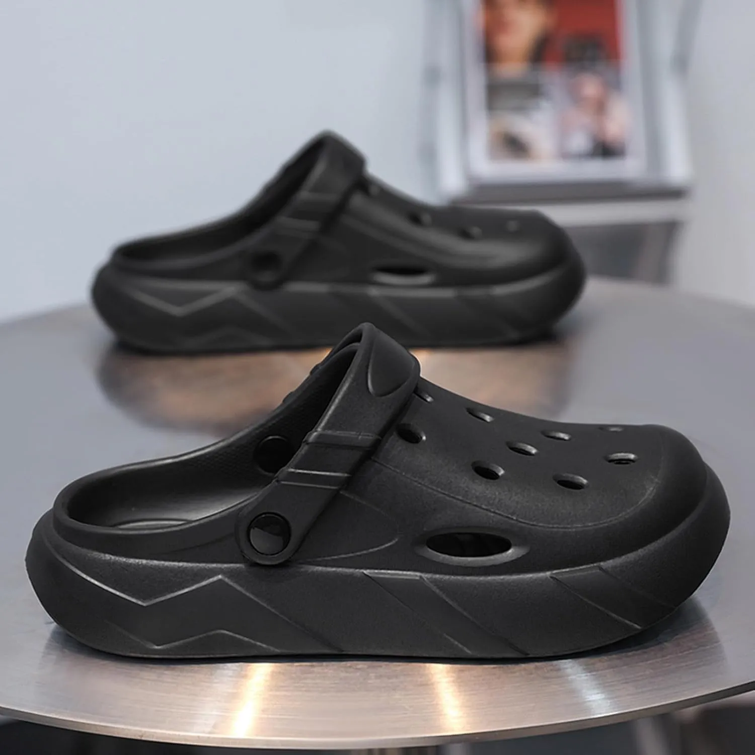 ihinzry Men's Women's Mules Clog Classic Platform Garden Clogs Waterproof Outdoor Slippers with Cushion Footbed