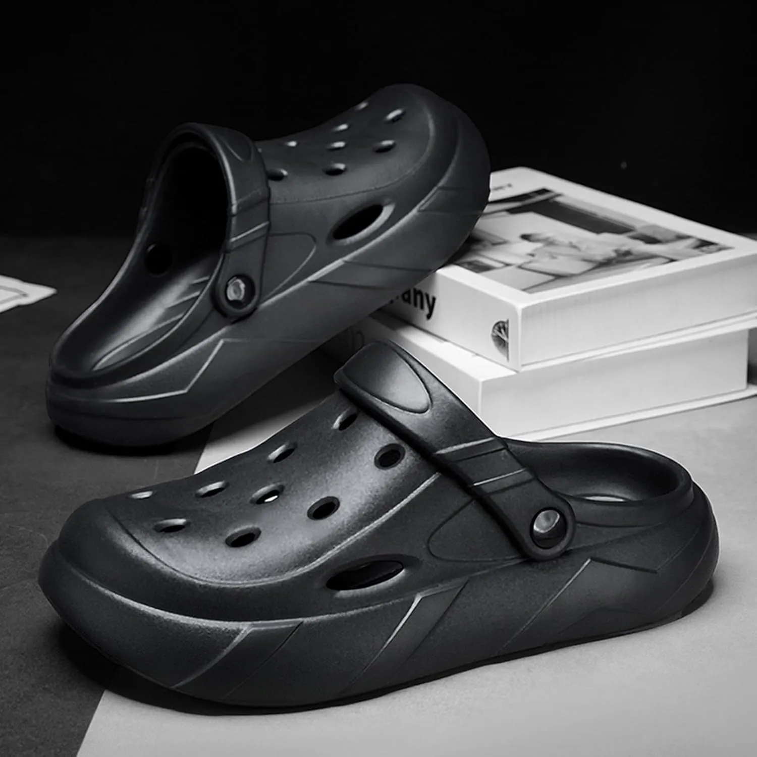 ihinzry Men's Women's Mules Clog Classic Platform Garden Clogs Waterproof Outdoor Slippers with Cushion Footbed