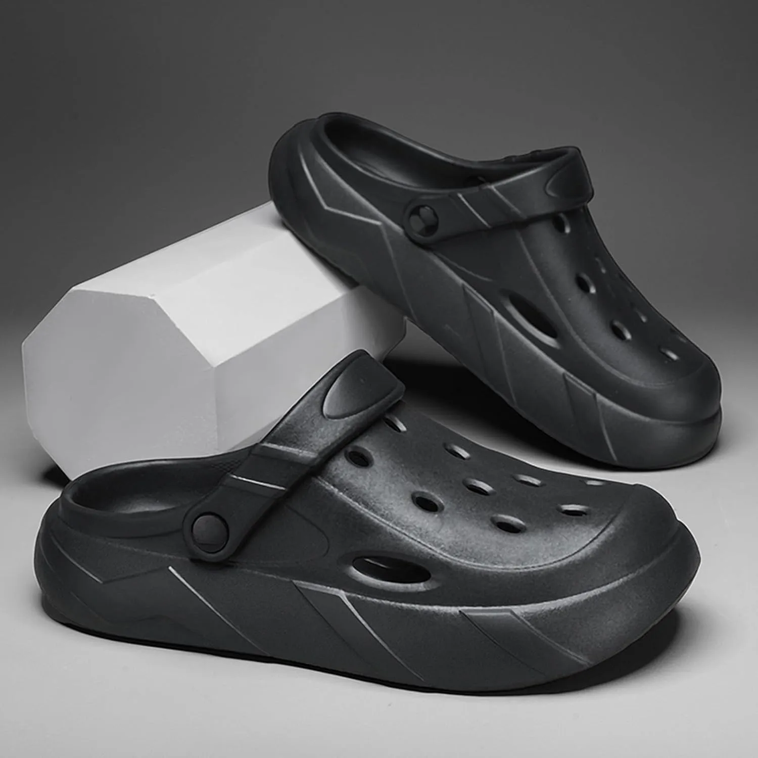 ihinzry Men's Women's Mules Clog Classic Platform Garden Clogs Waterproof Outdoor Slippers with Cushion Footbed