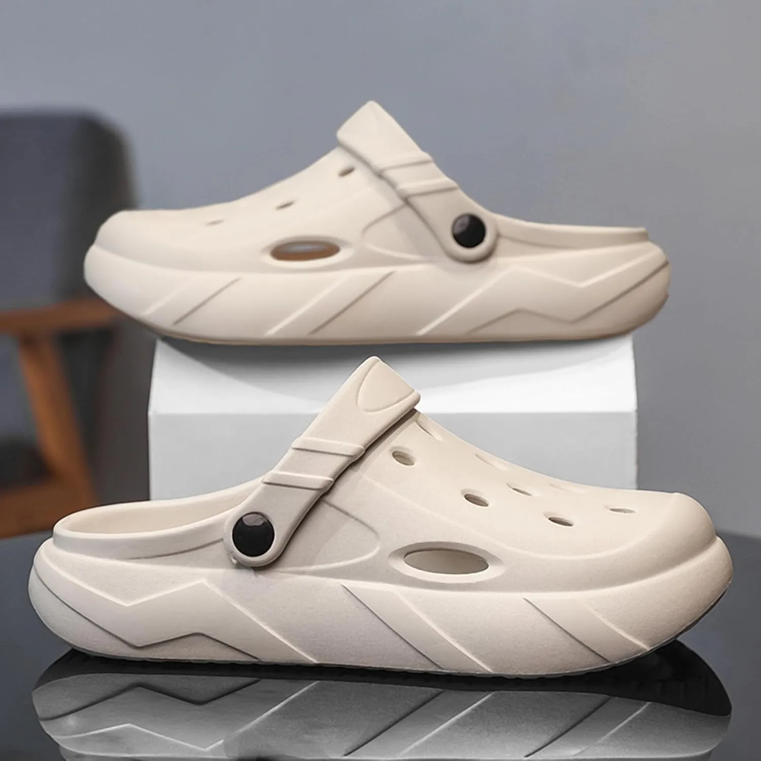 ihinzry Men's Women's Mules Clog Classic Platform Garden Clogs Waterproof Outdoor Slippers with Cushion Footbed