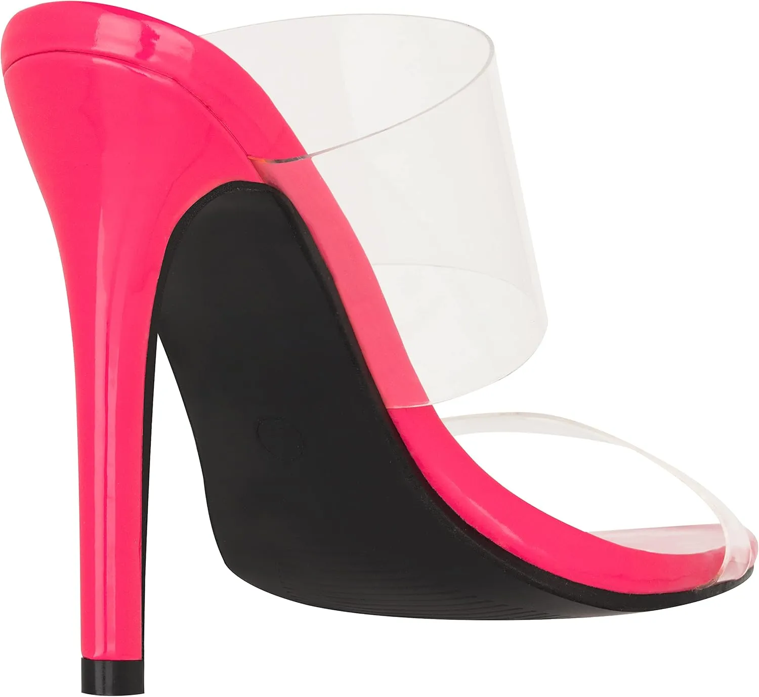 ILLUDE Women’s Clear Pointed Toe Sandals Stiletto Heels Transparent Strap High Heels Slip on Mules