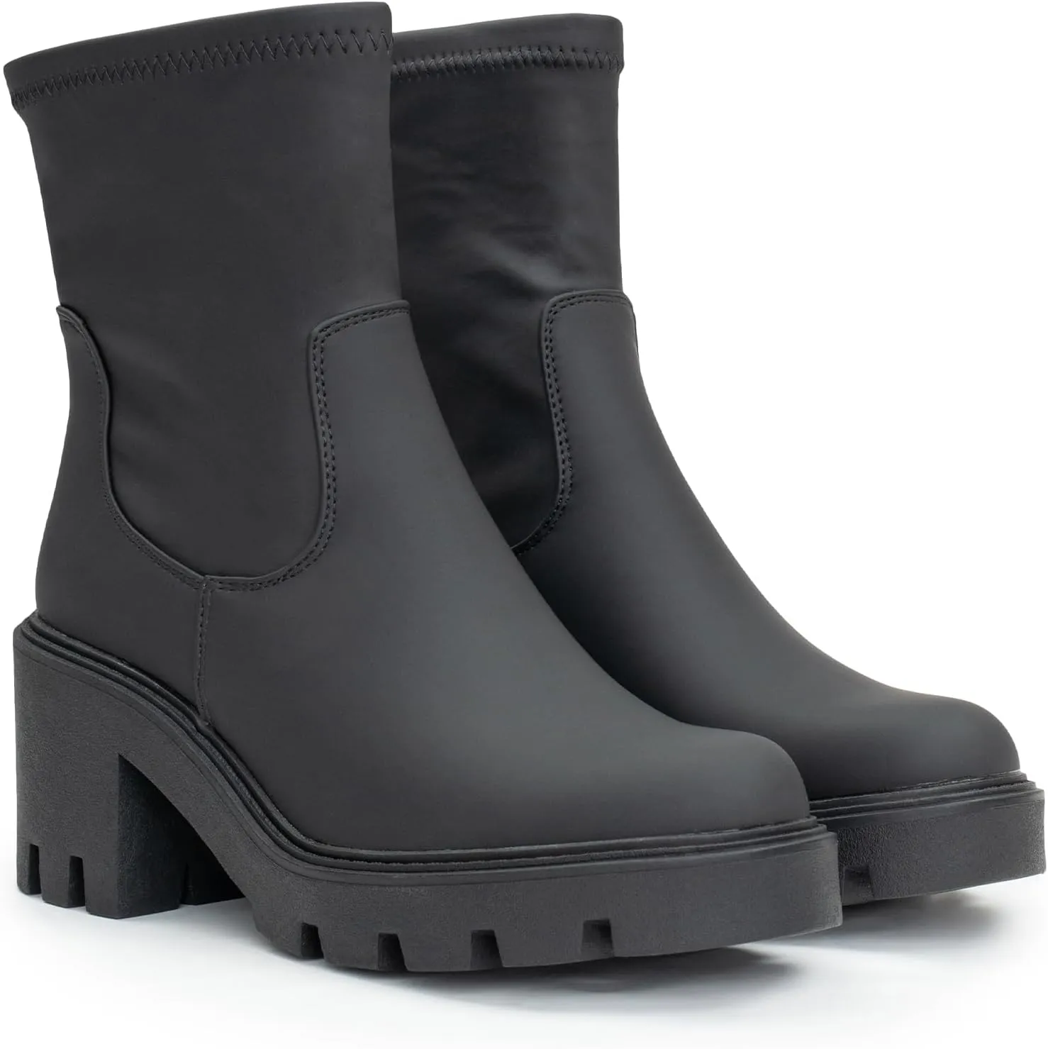 IXU 2024 Women's Chelsea Boots Chunky Boots For Women Platform Ankle Pull-On Lug Sole Elastic Fall Black Fashion Booties Shoe