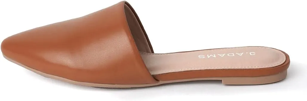 J. Adams Lennox Mules for Women - Closed Pointed Toe Flat Heel Slides