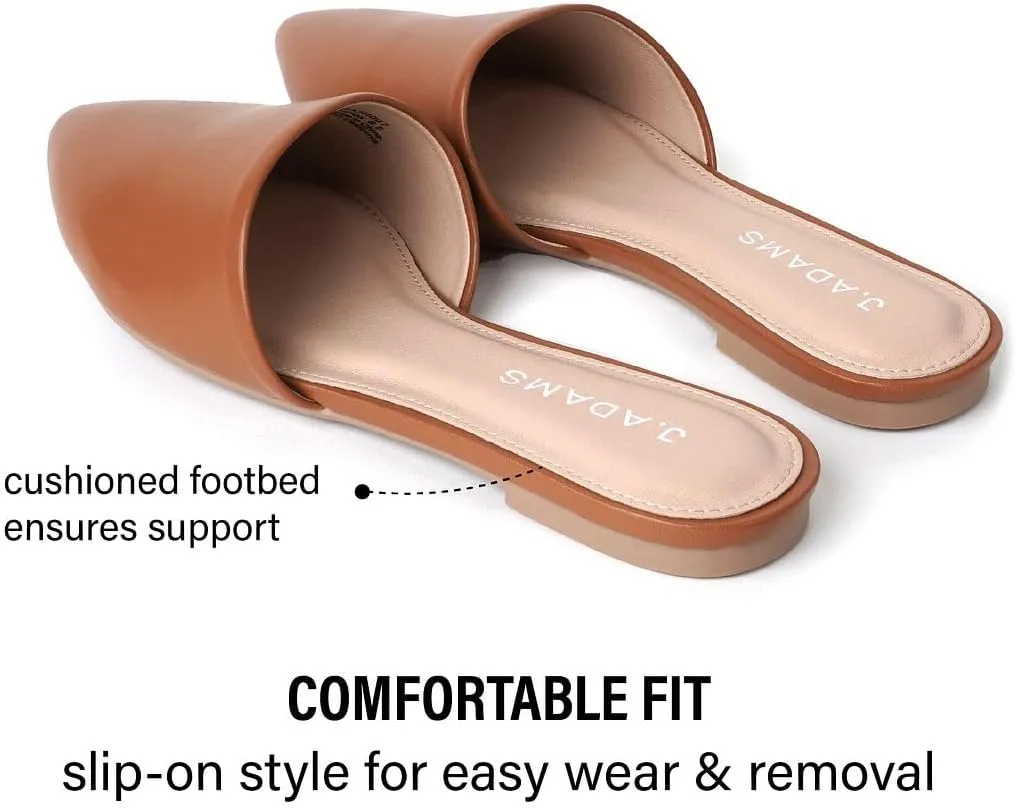 J. Adams Lennox Mules for Women - Closed Pointed Toe Flat Heel Slides