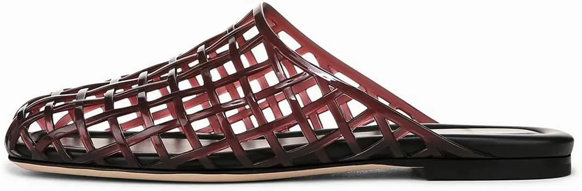 Jelly Shoes for Women Mesh Jelly Flat Sandals Closed Toe Slides Slip on Round Toe Summer Beach Slippers Mules