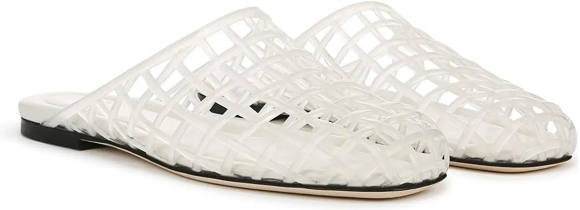 Jelly Shoes for Women Mesh Jelly Flat Sandals Closed Toe Slides Slip on Round Toe Summer Beach Slippers Mules