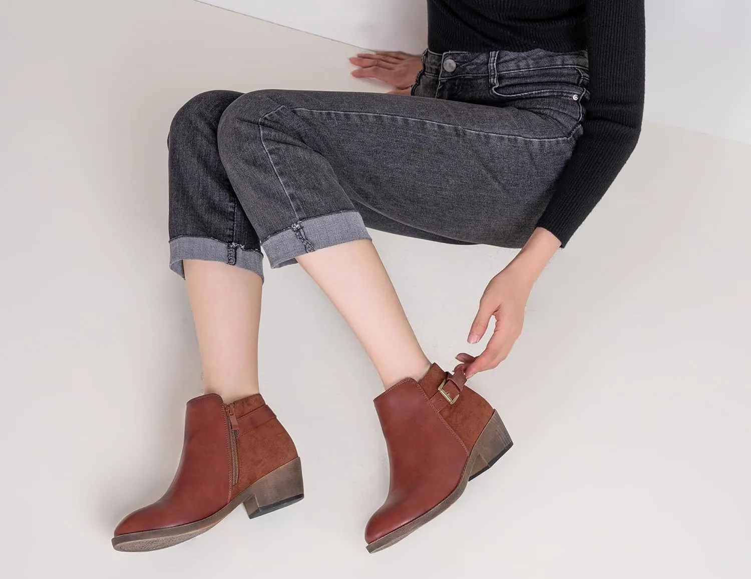 Jeossy Women’s Ankle Short Boots Western Chunky Low Heel Cowboy 9617 Booties with Zipper