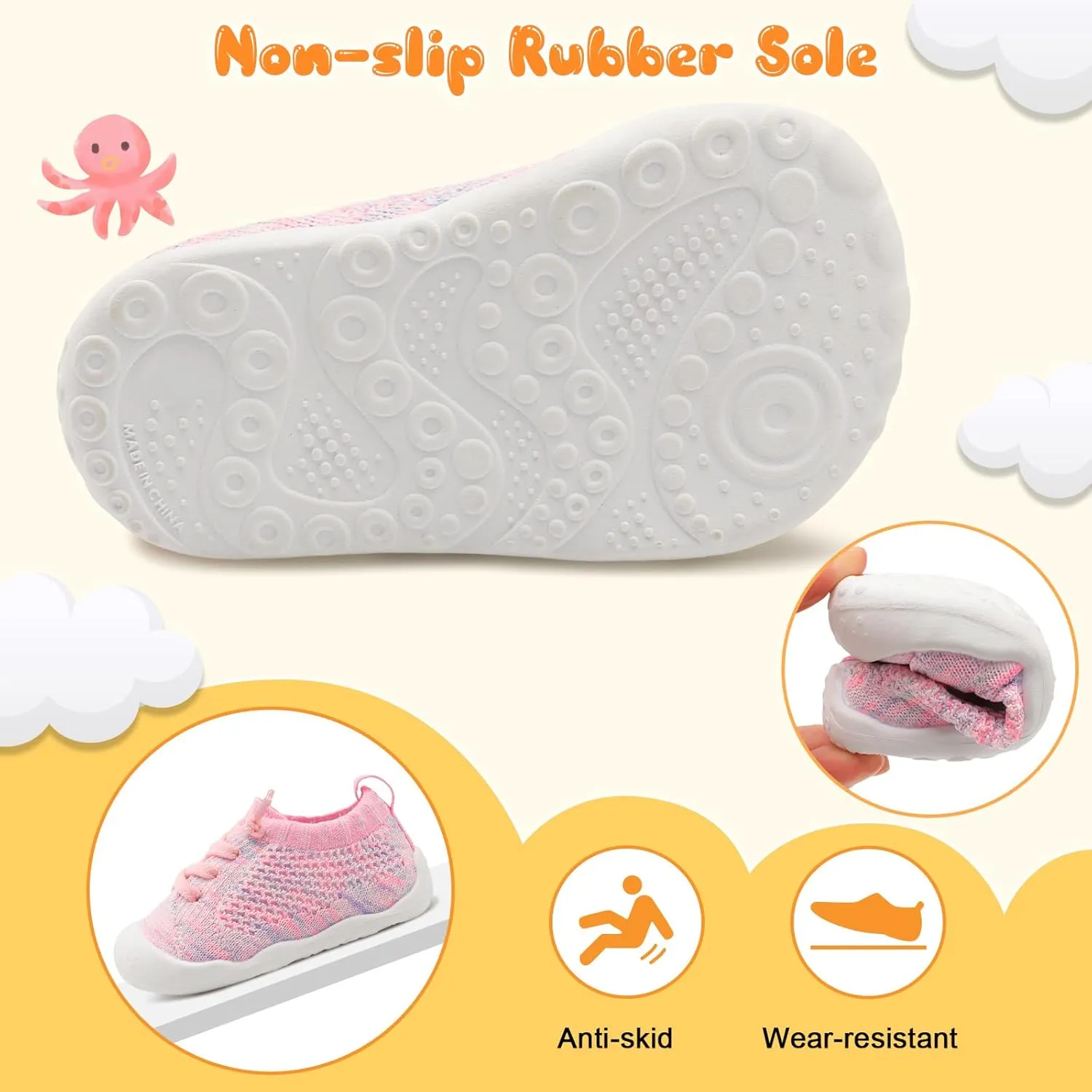 JIASUQI Baby Shoes for Toddler Boys Girls Sneakers Slip on Walking Shoes for Babies