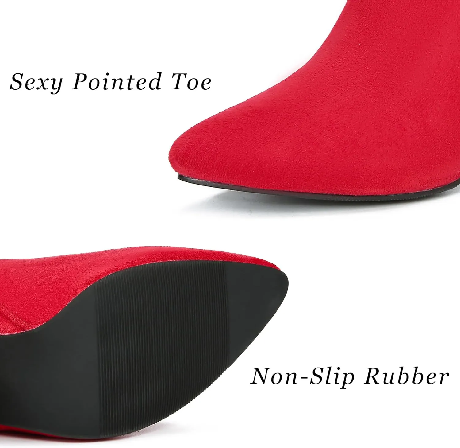 Jiu du Suede Ankle Boots for Women Chunky Block High Heel Booties Sexy Pointed Toe Side Zipper Disco Dressy Short GOGO Boots