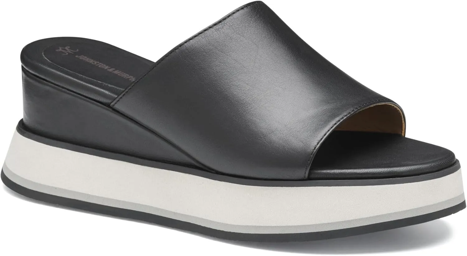 Johnston & Murphy Women’s Colleen Slides, Leather Platform Shoes for Women, Wedge Slide Sandals