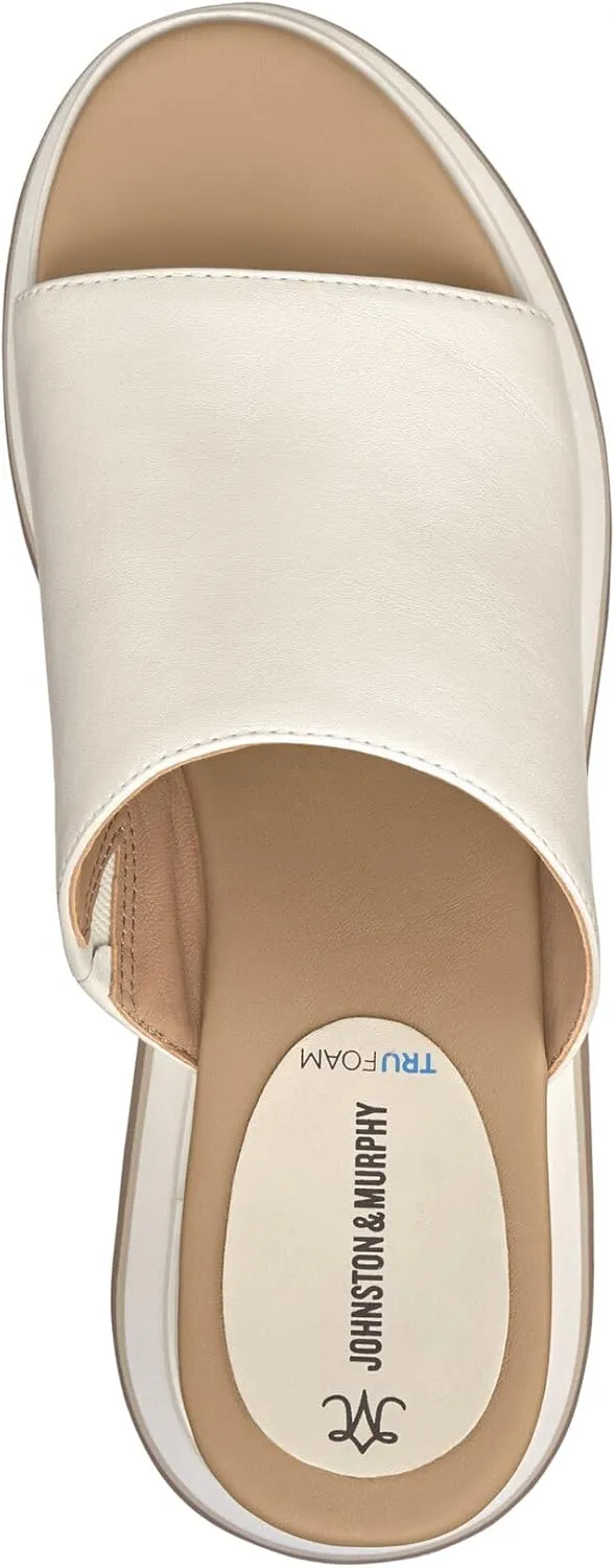 Johnston & Murphy Women’s Colleen Slides, Leather Platform Shoes for Women, Wedge Slide Sandals